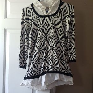 Black and white layered look sweater